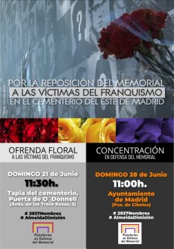 Ofrenda floral a las víctimas del franquismo en el Cementerio del Este de Madrid